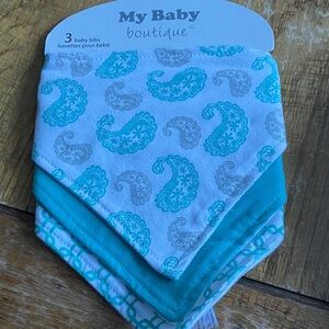 Paisley Bandana Bibs - Teal and Gray